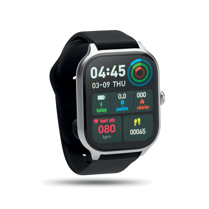 Smartwatch zdrowotny Bezprzewodowy smartwatch 5.4 ze stopu cynku z silikonowym paskiem. Dotykowy wyświetlacz LCD o przekątnej 2,01 cala. Akumulator Li-Pol 180 mAh. Wymaga pobrania bezpłatnej aplikacji (Fitpro dostępnej w systemach iOS i Android).