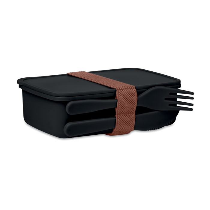 Lunchbox ze sztućcami Lunchbox z 1 komorą, zawiera sztućce. Wykonany z PP.