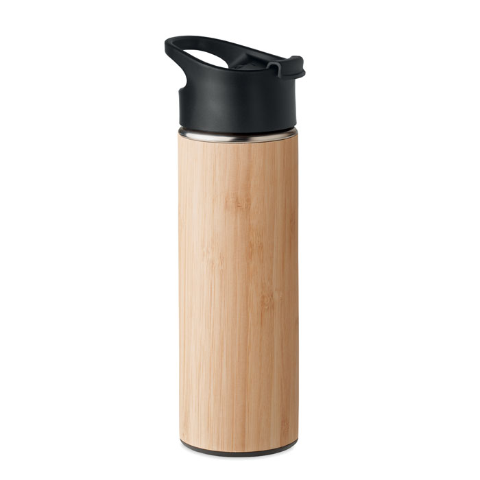 Termos bambusowy 450ml Termos z podwójną ścianką ze stali nierdzewnej, z bambusową osłoną zewnętrzną i pokrywą z PP. Pojemność: 450 ml. Szczelny. Bambus jest produktem naturalnym, dlatego mogą wystąpić nieznaczne różnice w kolorze, wzorze i rozmiarze.