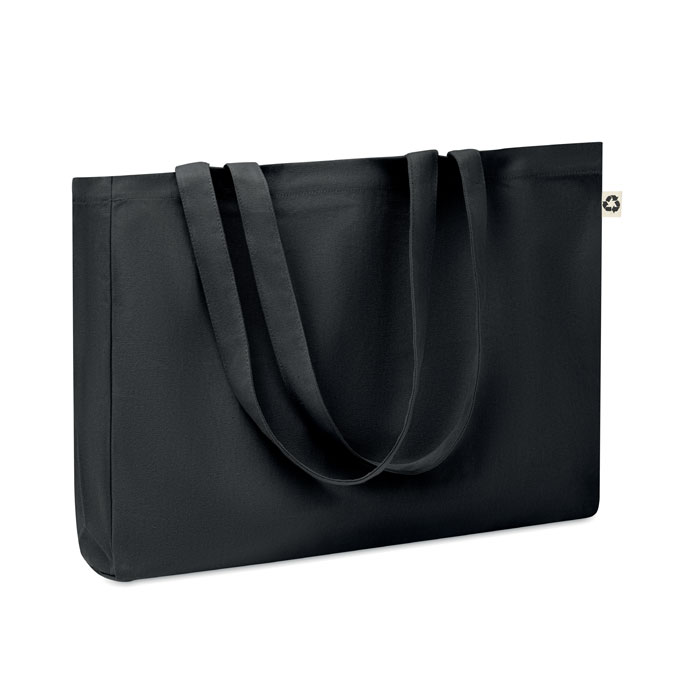 Torba z recyklingu 280 gr/m² Torba na zakupy lub torba plażowa, 50% bawełny i 50% bawełny z recyklingu, z długimi uchwytami i szerokim dnem. 280 gr/m².