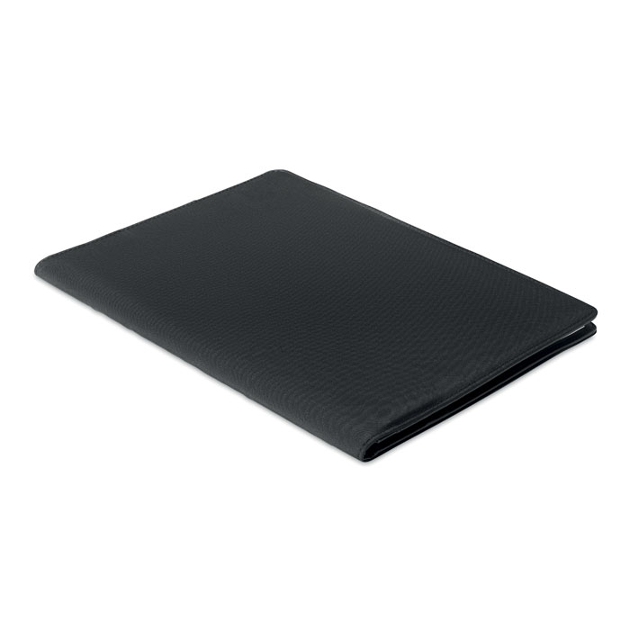 Teczka A4 z 300D RPET Teczka w formacie A4 w dwóch odcieniach 300D RPET. Zawiera wewnętrzne przegródki i pętelkę na długopis. Zawiera 20-kartkowy notatnik z podszewką. Bambus jest produktem naturalnym, dlatego mogą wystąpić nieznaczne różnice w kolorze, wzorze i rozmiarze.