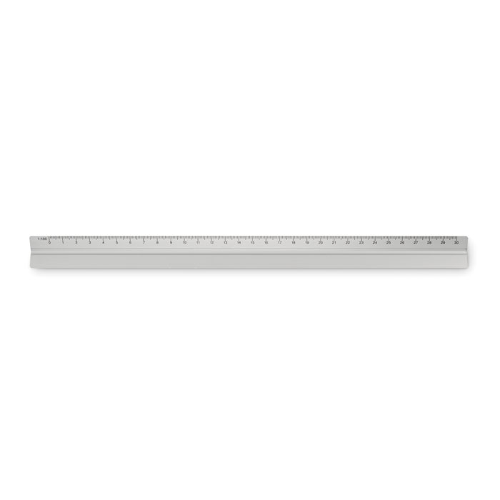 Linijka 30cm z aluminium Trójkątna aluminiowa linijka architektoniczna 30 cm. 3 strony i 5 różnych skal pomiarowych.