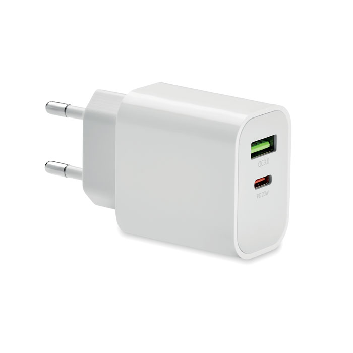 Ładowarka USB 18W 2 porty Ładowarka 2-biegunowa UE. Obsługuje technologię szybkiego ładowania (18W). 3.0/Power Delivery. Nie nadaje się do użytku na terenie Wielkiej Brytanii.