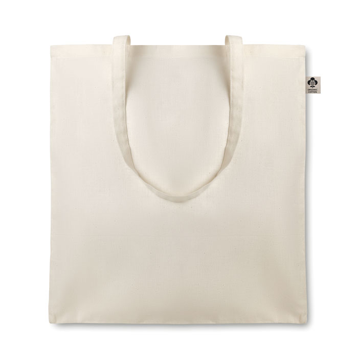 Organiczna torba na zakupy Torba na zakupy z długimi uchwytami, wykonana z bawełny organicznej 105 gr/m².