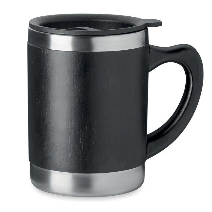 Kubek stali nierdzewnej 300ml Kubek ze stali nierdzewnej z podwójnymi ściankami, bambusowa obudowa i obrotowy otwór do picia. Pojemność 300 ml. Bambus jest produktem naturalnym, dlatego mogą wystąpić nieznaczne różnice w kolorze, wzorze i rozmiarze.