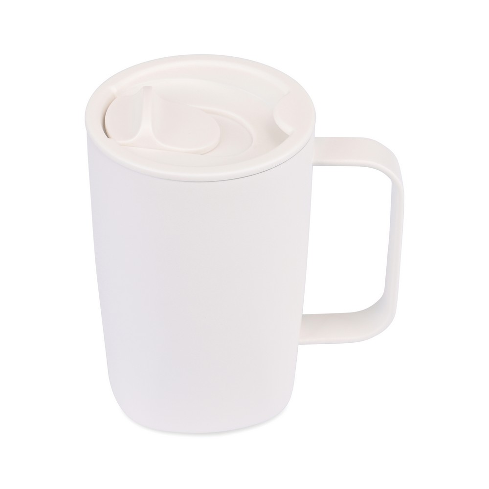 Kubek termiczny 450 ml Aviana™ Rowan Kubek termiczny 450 ml, posiada podwójne ścianki ze stali nierdzewnej z próżnią między ściankami, co spowalnia oddawanie temperatury na zewnątrz, zachowując funkcje termosu, wykonany z materiałów z recyklingu