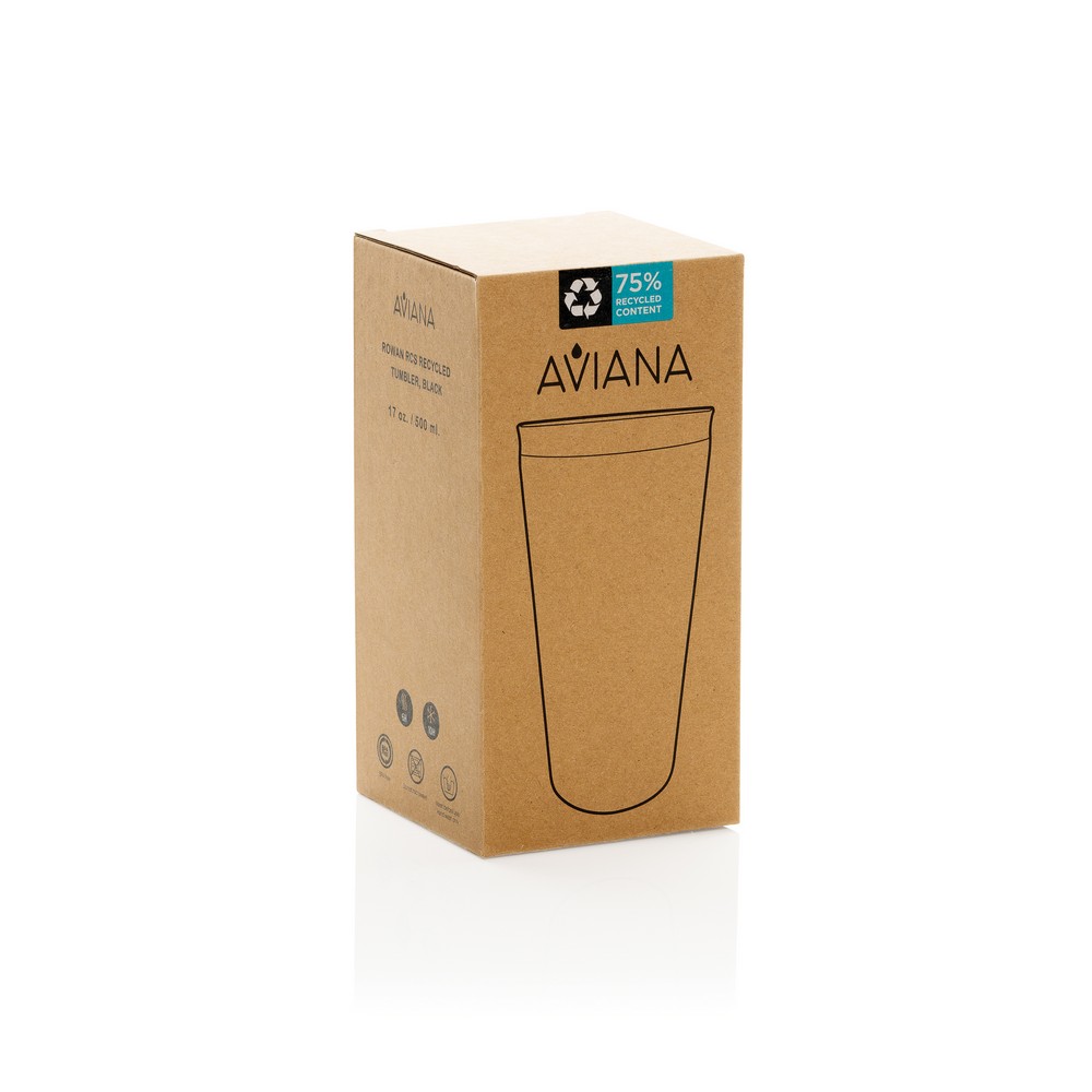 Kubek termiczny 500 ml Aviana™ Rowan Kubek termiczny 500 ml, posiada podwójne ścianki ze stali nierdzewnej z próżnią między ściankami, co spowalnia oddawanie temperatury na zewnątrz, zachowując funkcje termosu, wykonany z materiałów z recyklingu