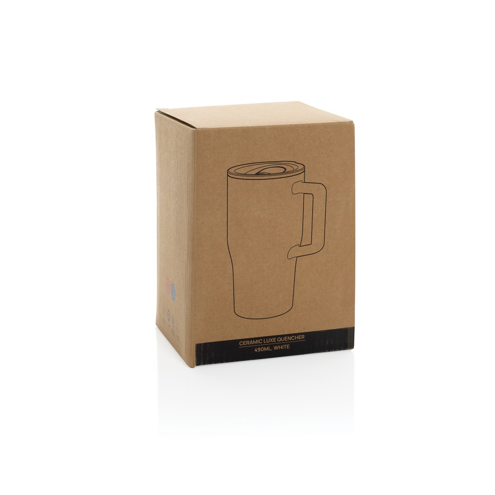 Ceramiczny kubek podrożny 490 ml Kubek podróżny 490 ml, wykonany z ceramiki, zamykane wieczko