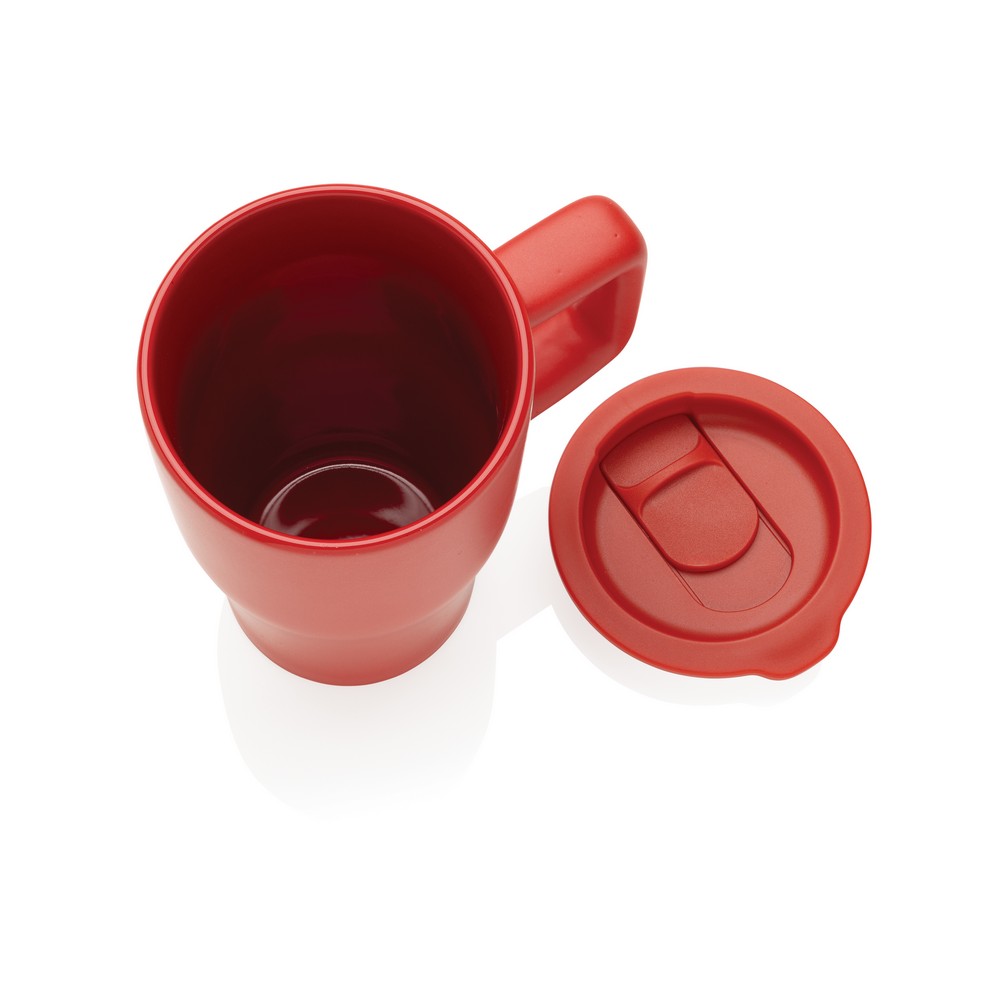 Ceramiczny kubek podrożny 490 ml Kubek podróżny 490 ml, wykonany z ceramiki, zamykane wieczko