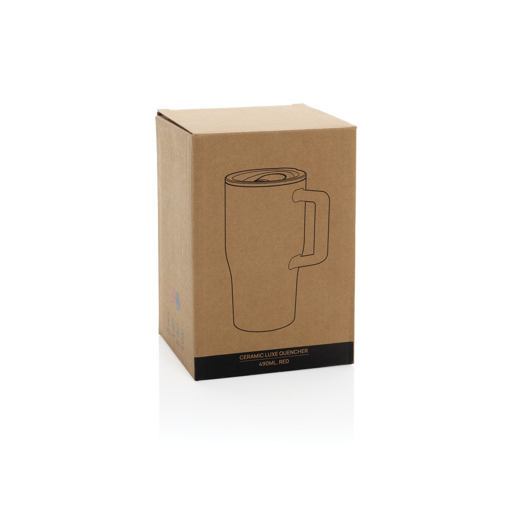 Ceramiczny kubek podrożny 490 ml Kubek podróżny 490 ml, wykonany z ceramiki, zamykane wieczko