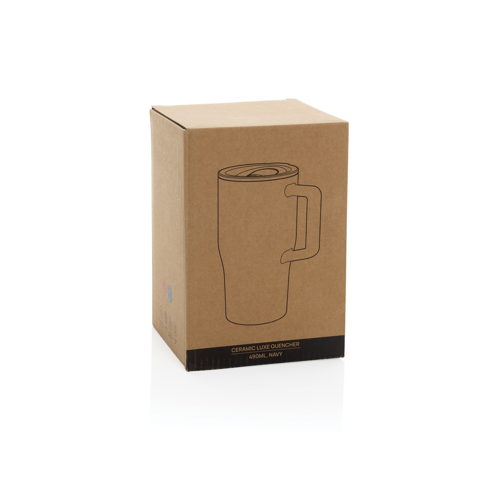 Ceramiczny kubek podrożny 490 ml Kubek podróżny 490 ml, wykonany z ceramiki, zamykane wieczko