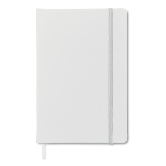 Notes A5, 96 kartek Notes A5 z twardą okładką z PU. 192 gładkie strony z papieru z recyklingu (96 kartek). Dopasowane kolorystycznie elastyczne zamknięcie i tasiemka .