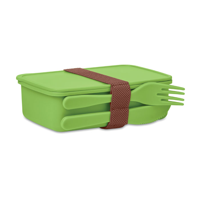Lunchbox ze sztućcami Lunchbox z 1 komorą, zawiera sztućce. Wykonany z PP.
