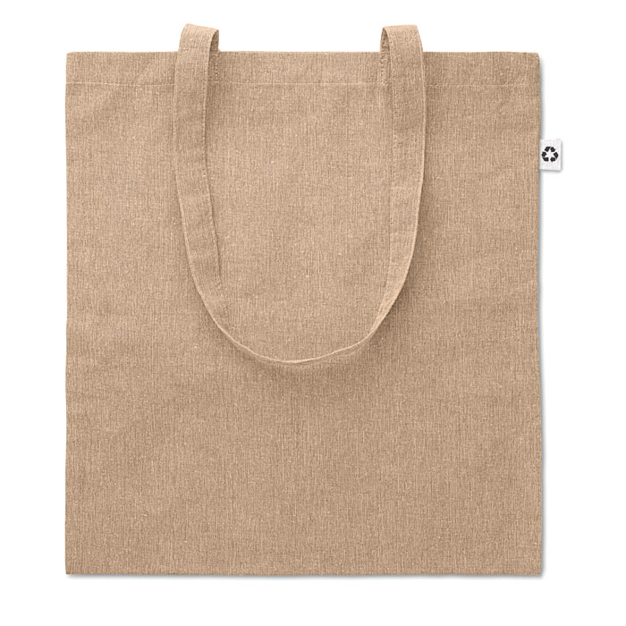 Torba na zakupy dwukolorowa Melanżowa torba na zakupy z recyklingowanej bawełny i recyklingowanego poliestru z długimi uchwytami (20%/80%). Ok. 140 gr/m². Ten produkt może się skurczyć po oznakowaniu.