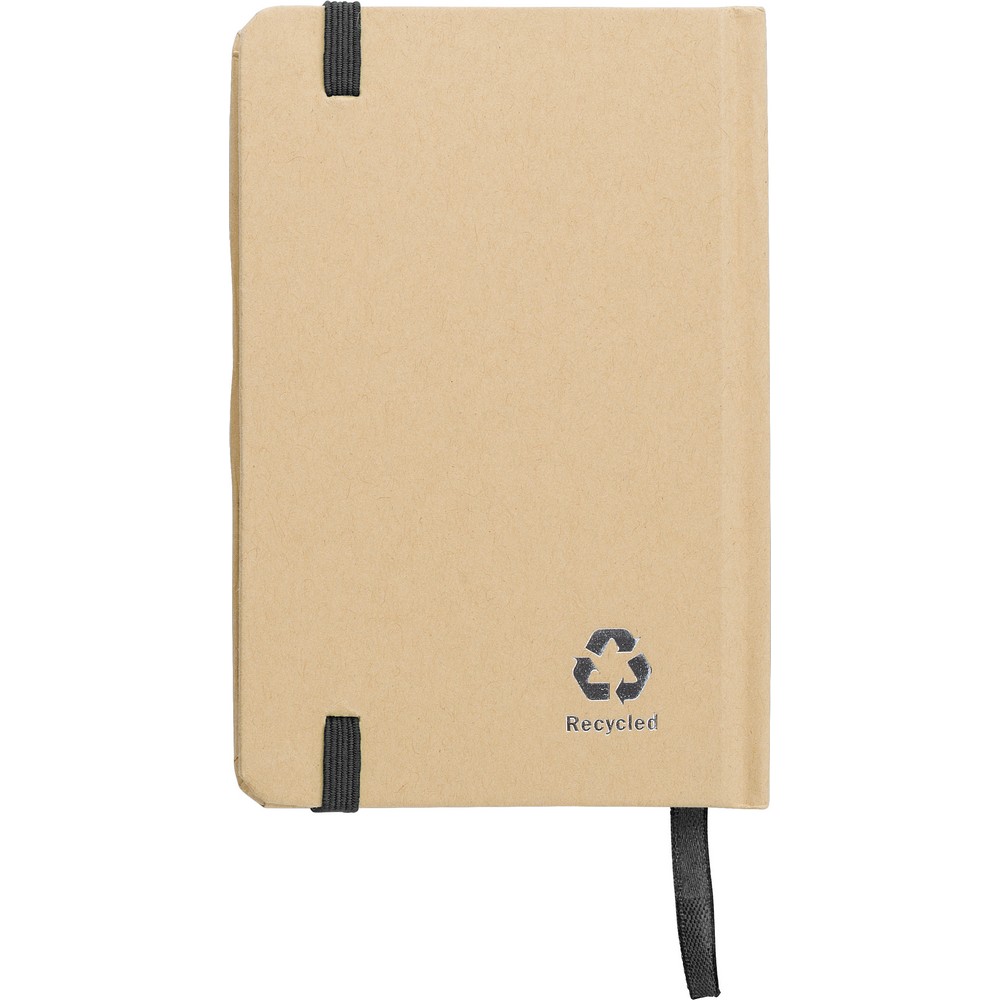 Notatnik A6 z papieru kraftowego z recyklingu, twarda okładka Notatnik A6 (160 kartek w linie), twarda okładka, wykonany z papieru kraftowego z recyklingu, tasiemka zakładkowa i elastyczna opaska do zamykania