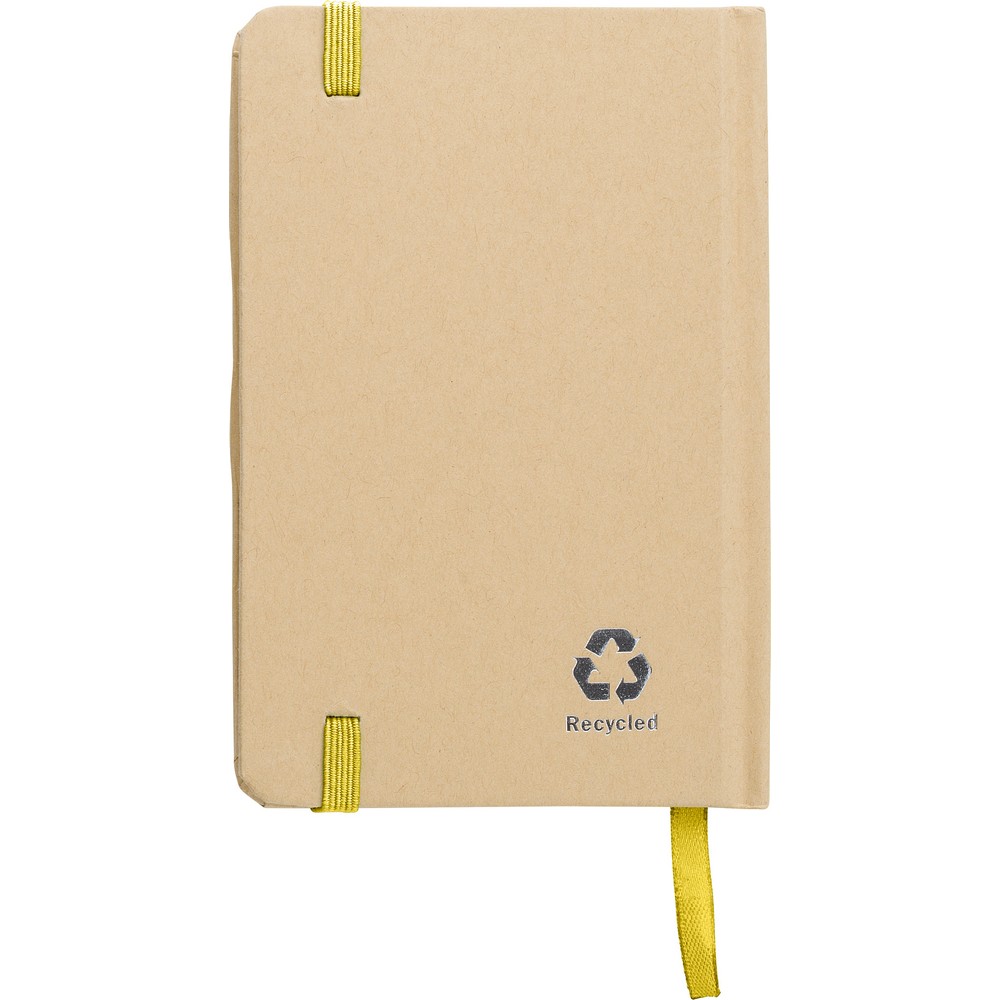 Notatnik A6 z papieru kraftowego z recyklingu, twarda okładka Notatnik A6 (160 kartek w linie), twarda okładka, wykonany z papieru kraftowego z recyklingu, tasiemka zakładkowa i elastyczna opaska do zamykania
