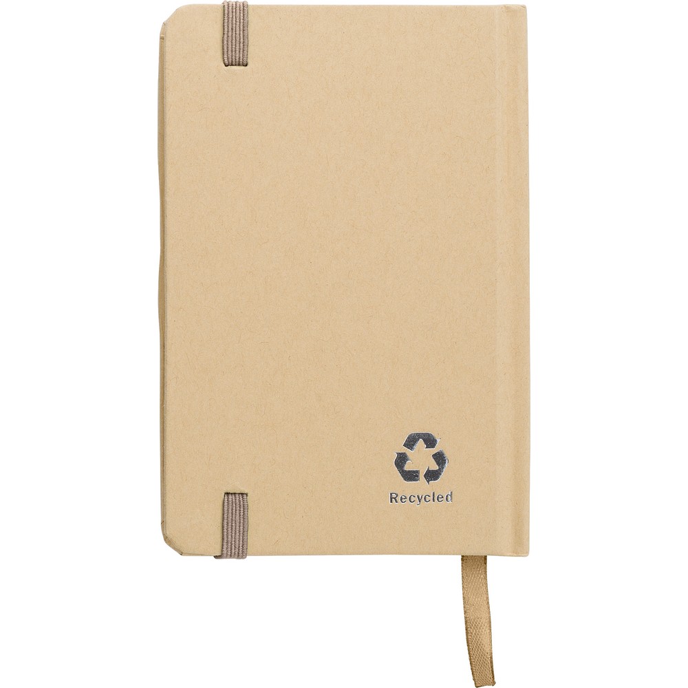 Notatnik A6 z papieru kraftowego z recyklingu, twarda okładka Notatnik A6 (160 kartek w linie), twarda okładka, wykonany z papieru kraftowego z recyklingu, tasiemka zakładkowa i elastyczna opaska do zamykania