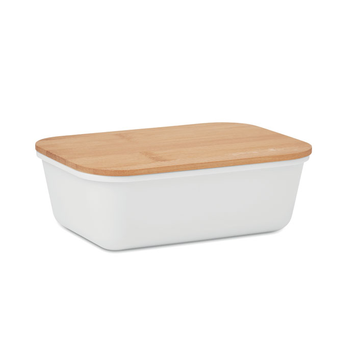 Lunchbox z bambusową pokrywką Pudełko na lunch lub kanapki z PP z bambusową pokrywką. Bambus jest produktem naturalnym, dlatego mogą wystąpić nieznaczne różnice w kolorze, wzorze i rozmiarze.