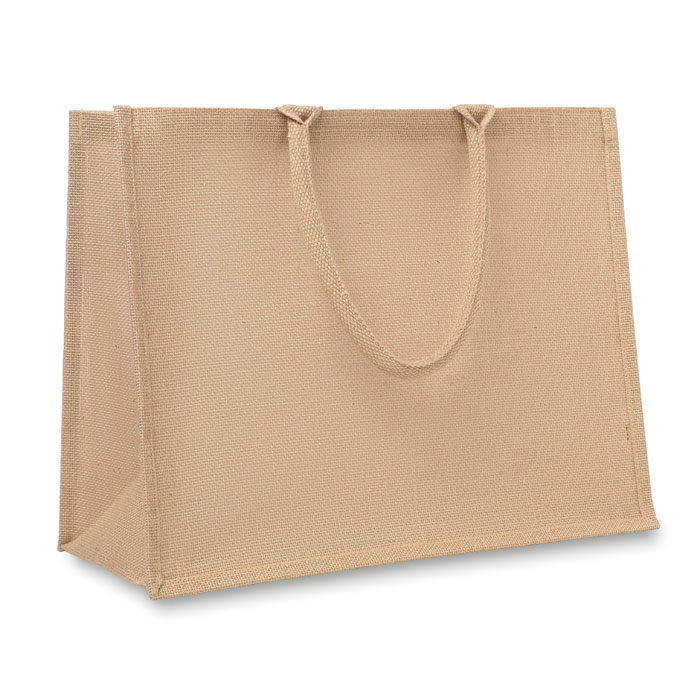 Torba na zakupy z juty Jutowa laminowana torba na zakupy z krótkimi uchwytami, wykonanymi z bawełny. Ten produkt posiada certyfikat OEKO-TEX® STANDARD 100.